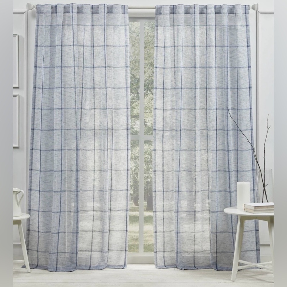 Ralph Lauren Rubin Sheer Back Tab Rod Pocket Curtain Panel - 54x84